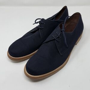 SALVATORE FERRAGAMO Navy Blue Fabric Oxfords Dress Shoes Mens Sz 12 D Designer